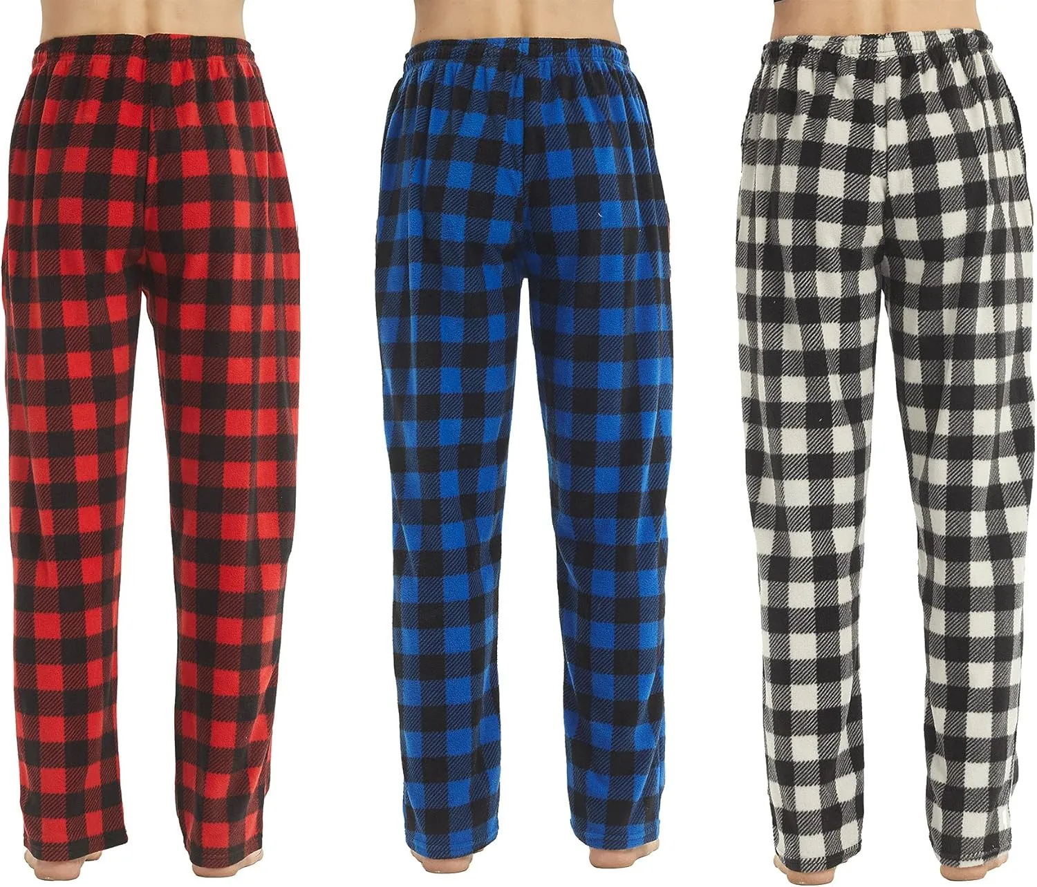 YUSHOW 2-3 Pack Mens Pajama Pants Mens Fleece Plaid Lounge Pajama Bottoms Sleepwear Pjs with Pockets
