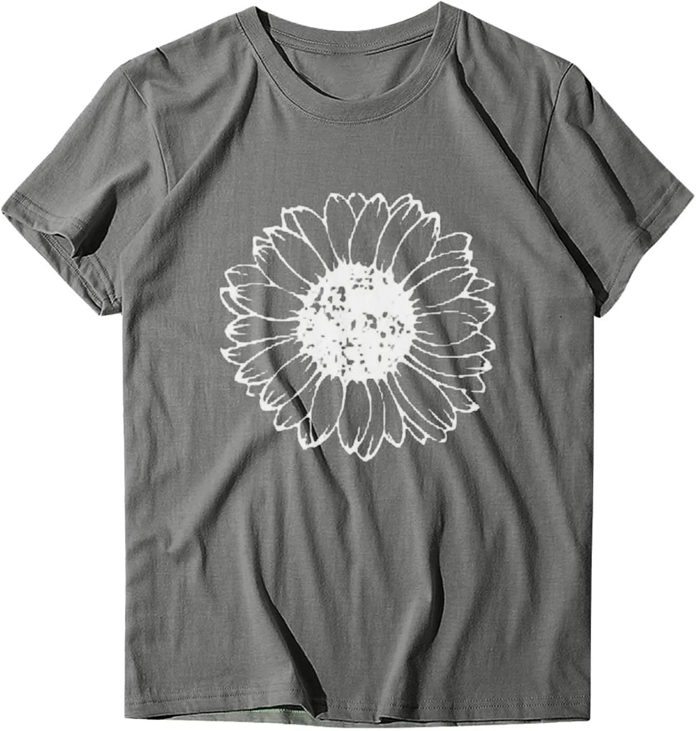 ZEFOTIM Sunflower Tops for Women 2024 Short Sleeve Crewneck Casual Summer Fashion Tops Shirts