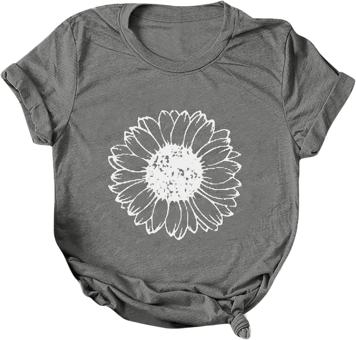 ZEFOTIM Sunflower Tops for Women 2024 Short Sleeve Crewneck Casual Summer Fashion Tops Shirts