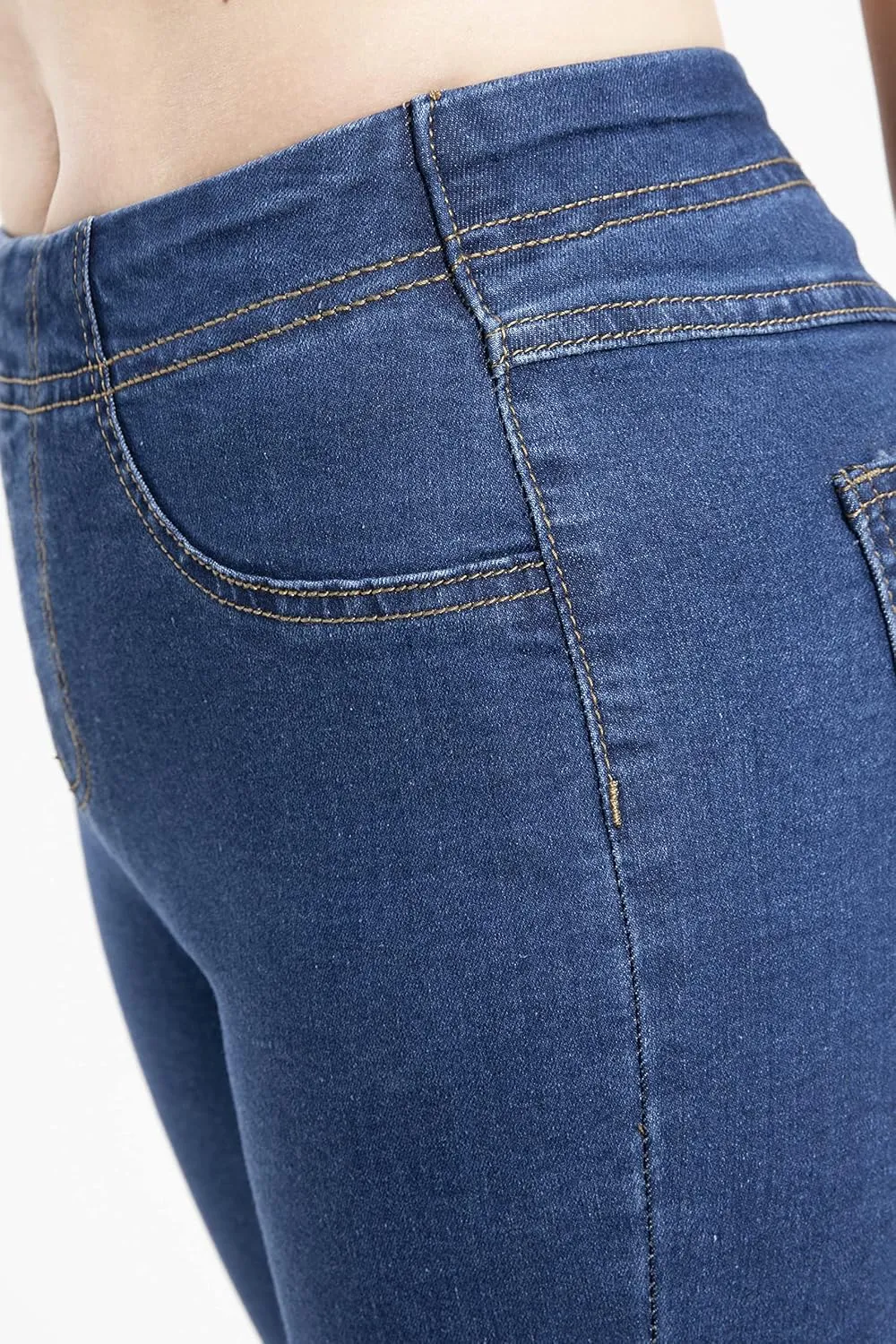 ZENTHACE Women's Stretch Pull On Denim Leggings Skinny Jeans Washed Denim Jeggings