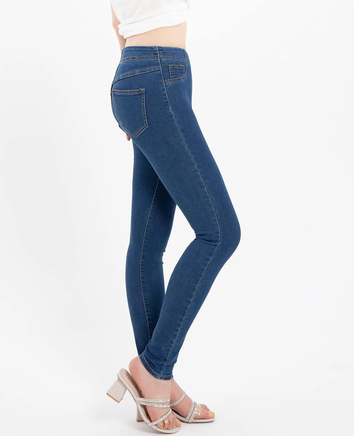 ZENTHACE Women's Stretch Pull On Denim Leggings Skinny Jeans Washed Denim Jeggings
