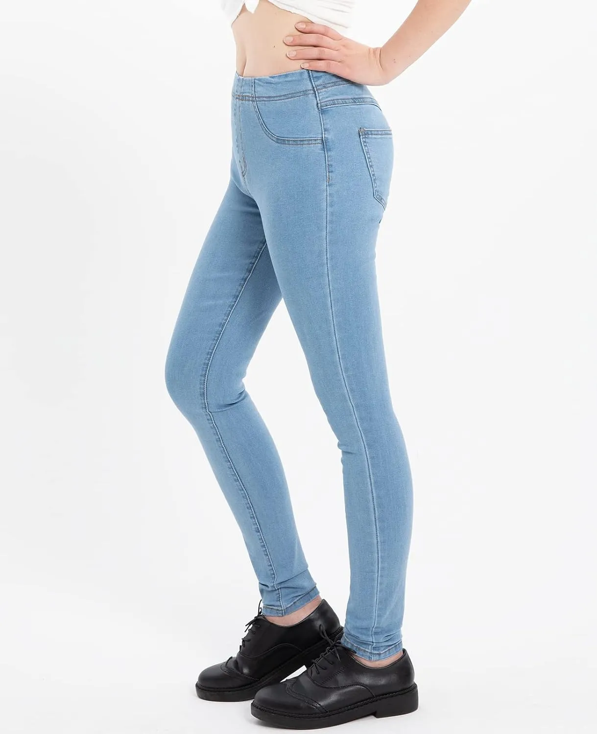 ZENTHACE Women's Stretch Pull On Denim Leggings Skinny Jeans Washed Denim Jeggings