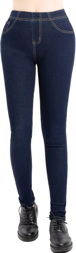 ZENTHACE Women's Stretch Pull On Denim Leggings Skinny Jeans Washed Denim Jeggings