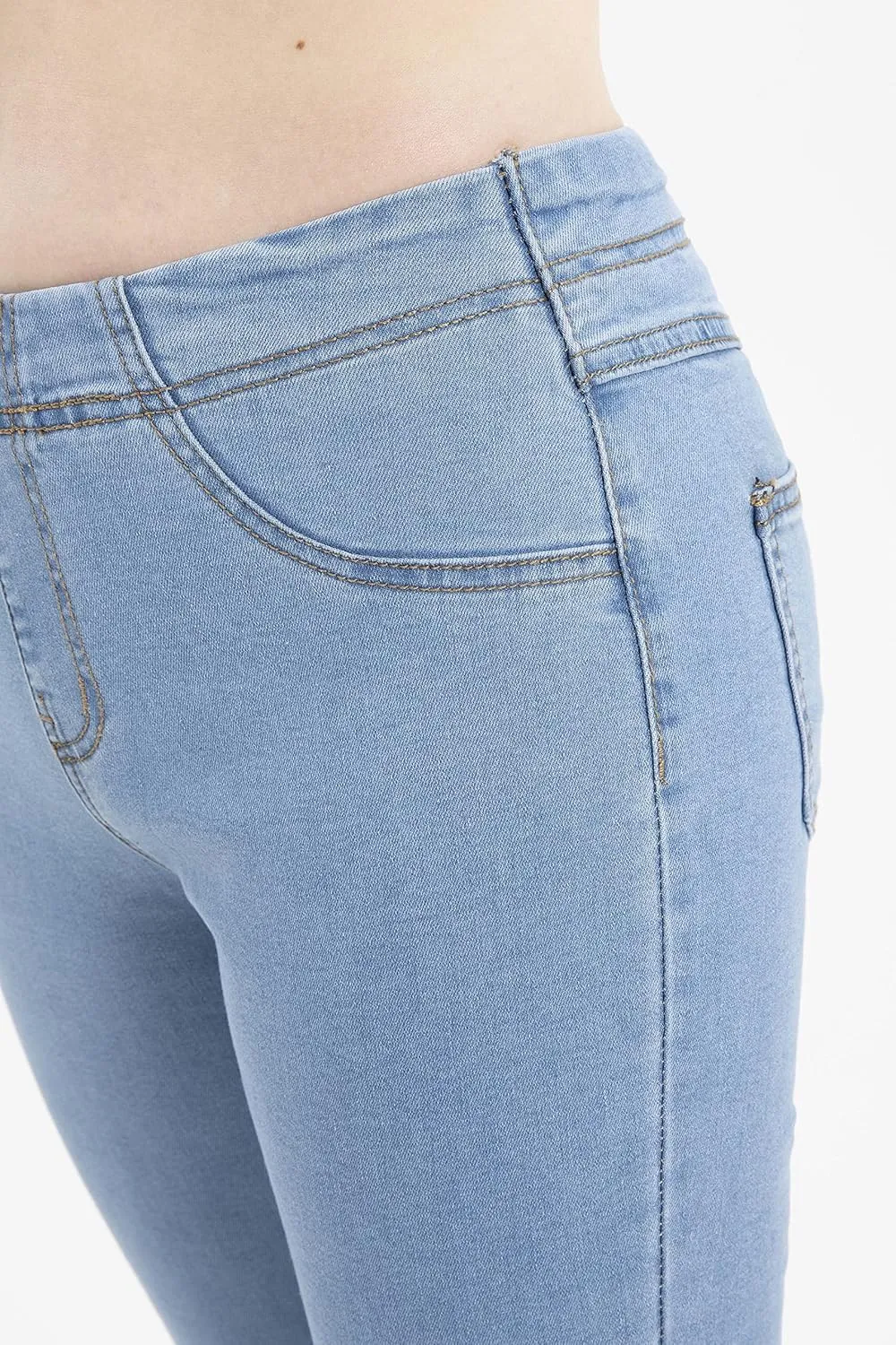 ZENTHACE Women's Stretch Pull On Denim Leggings Skinny Jeans Washed Denim Jeggings