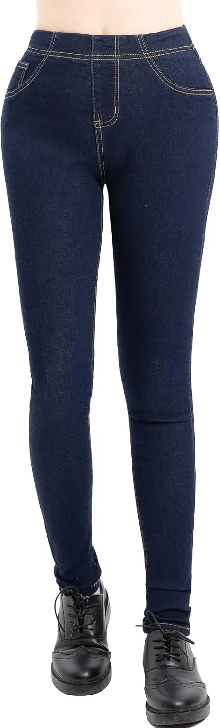 ZENTHACE Women's Stretch Pull On Denim Leggings Skinny Jeans Washed Denim Jeggings