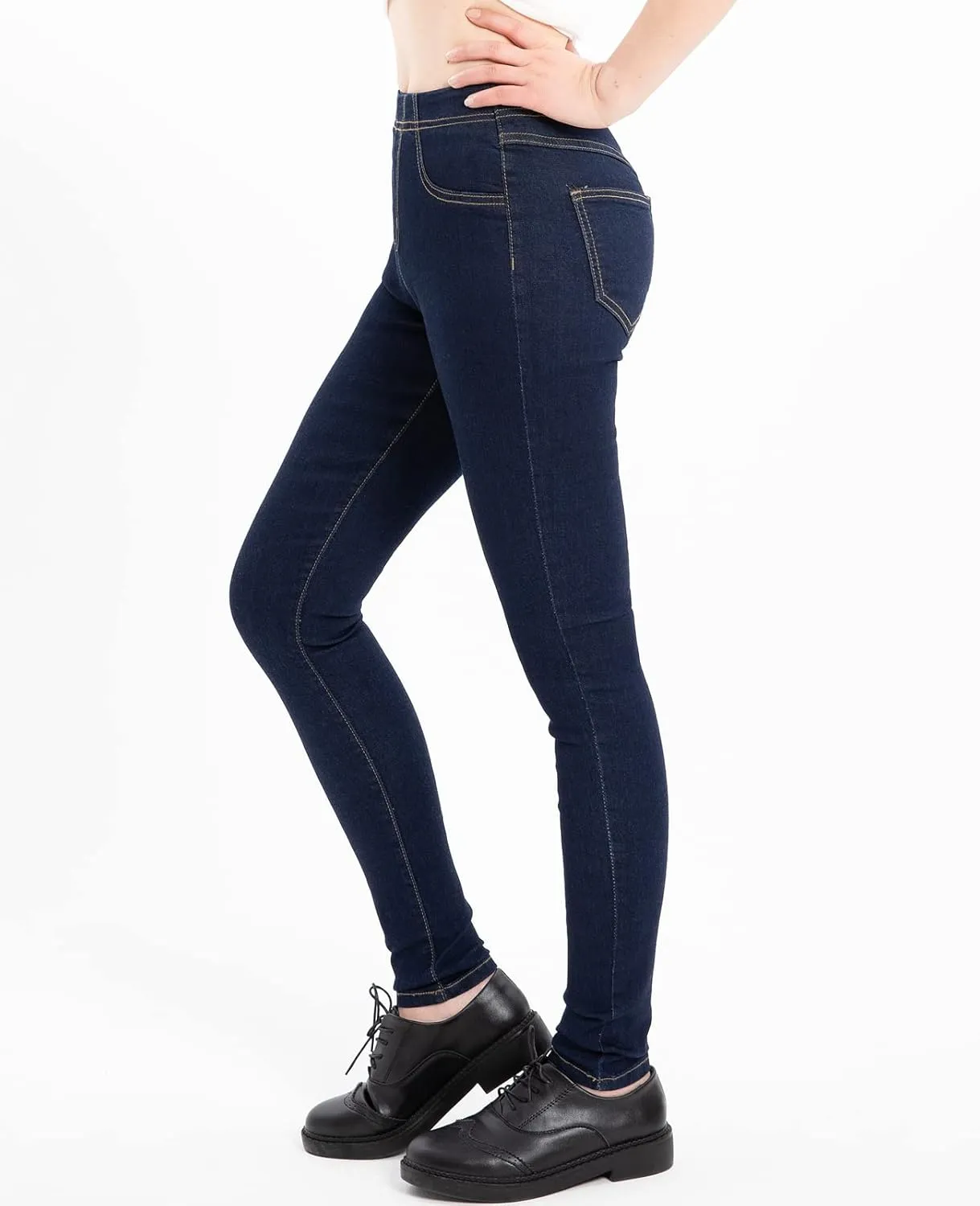 ZENTHACE Women's Stretch Pull On Denim Leggings Skinny Jeans Washed Denim Jeggings