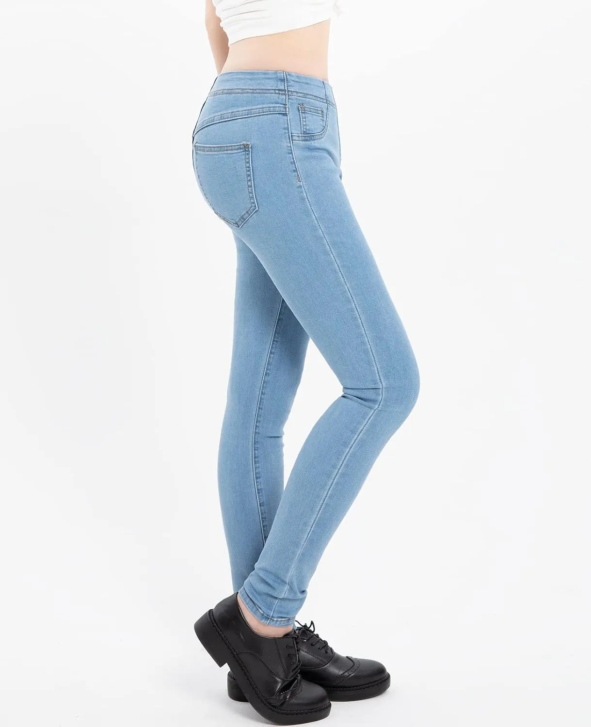 ZENTHACE Women's Stretch Pull On Denim Leggings Skinny Jeans Washed Denim Jeggings