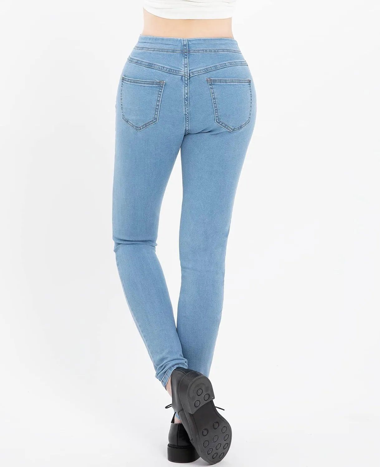 ZENTHACE Women's Stretch Pull On Denim Leggings Skinny Jeans Washed Denim Jeggings