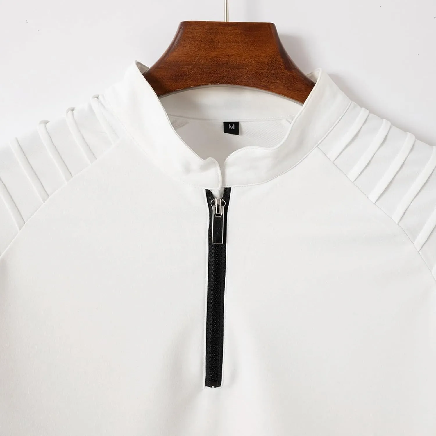 Zipper Shirts for Men's Slim Fit Shirt Casual Stretch Shoulder Pleated Zip Shirt T Shirt Pack Men Mens Shirts