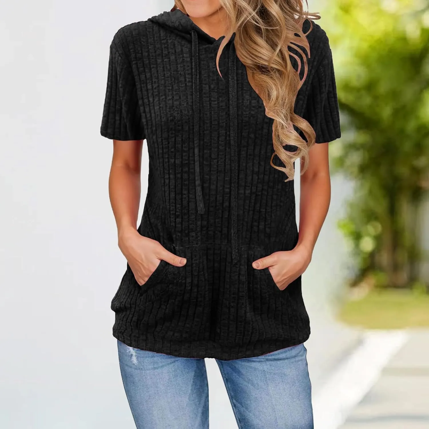 ZWRXW Womens Summer Tops Short Sleeve Cable Knit Sweater Tops Lightweight Fashion Comfortable Hoodies Casual T Shirts Tunics