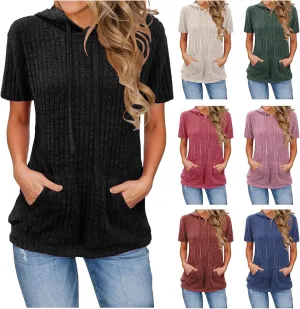 ZWRXW Womens Summer Tops Short Sleeve Cable Knit Sweater Tops Lightweight Fashion Comfortable Hoodies Casual T Shirts Tunics