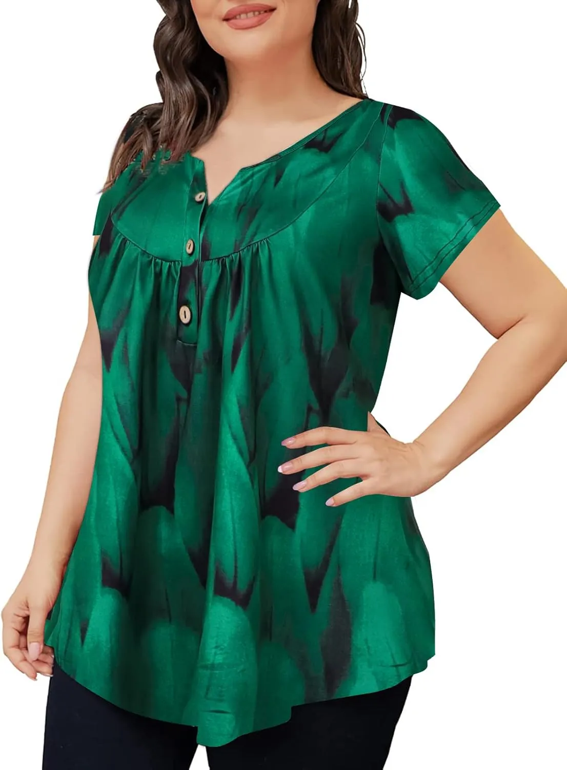 Zyyfly Womens Tank Tops Loose Fit Summer Henley Shirts Pleated Flowy Sleeveless Tunic Tops